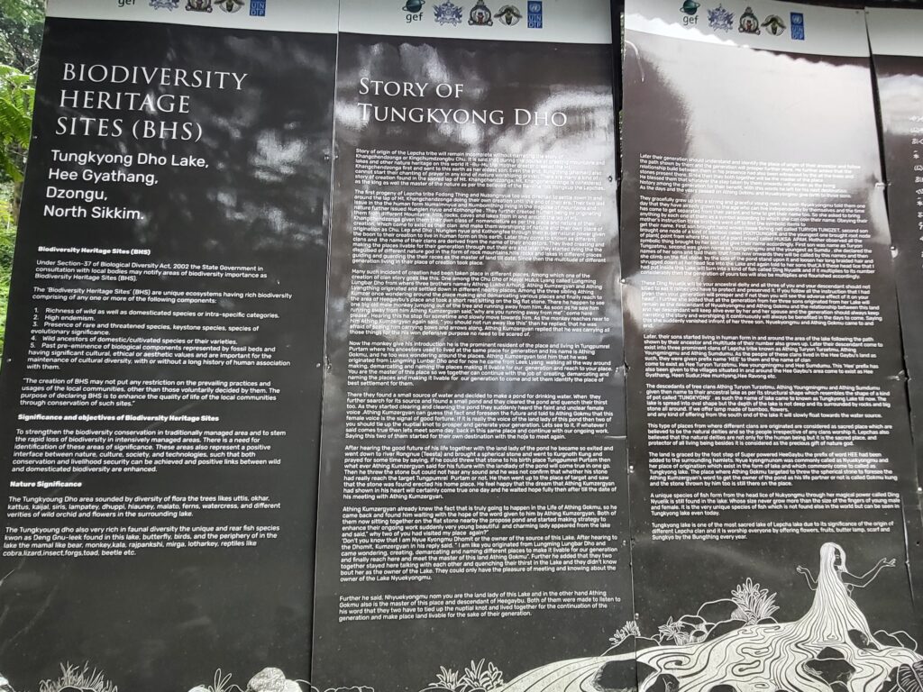 Tungkyong Dho Lake information board in Dzongu, Sikkim